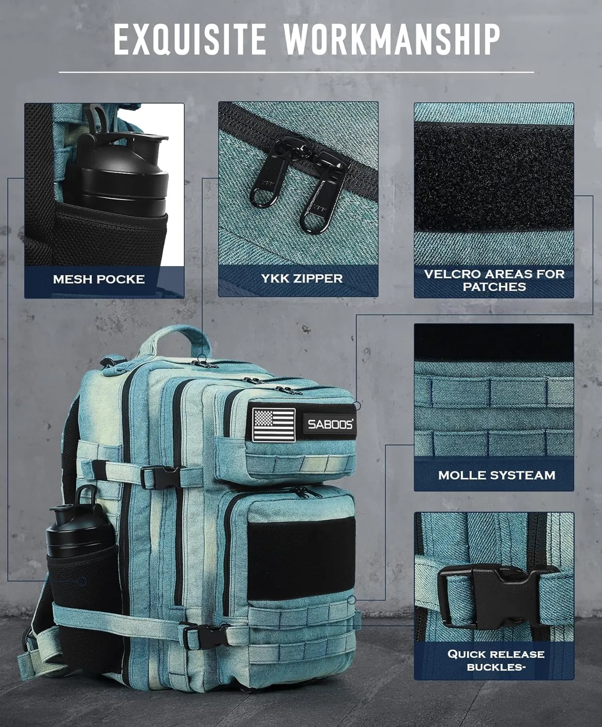 Military Tactical Backpack for Men 45L Molle Army 3 Days Assault Pack Bug Out Bag Water Resistant