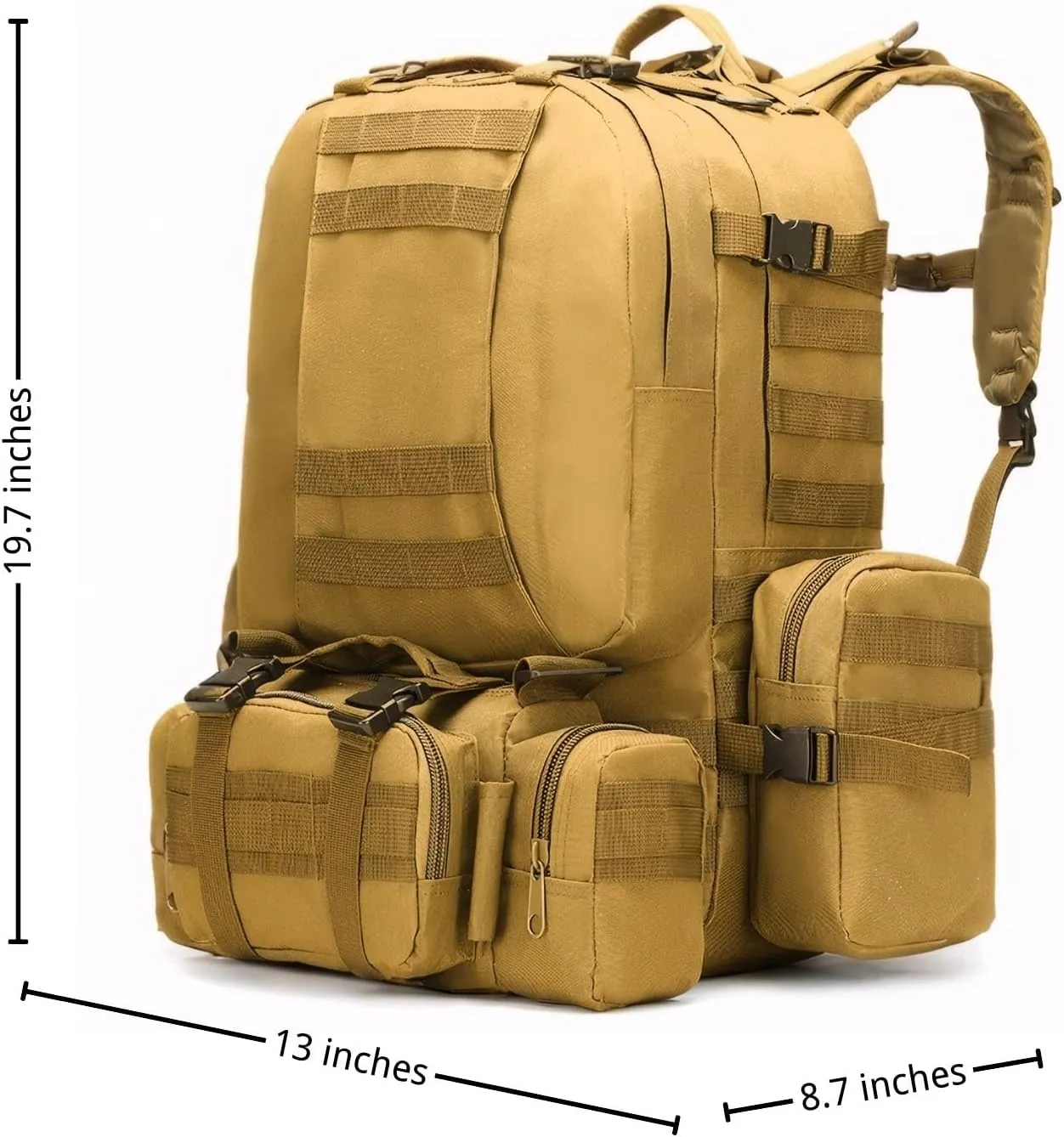 Military Tactical Backpack for Men Waterproof Bug Out Bag Survival Rucksack Go Bag Emergency Molle System Army 3 Day Assault Pack for Camping Hiking Hunting with SOG Features