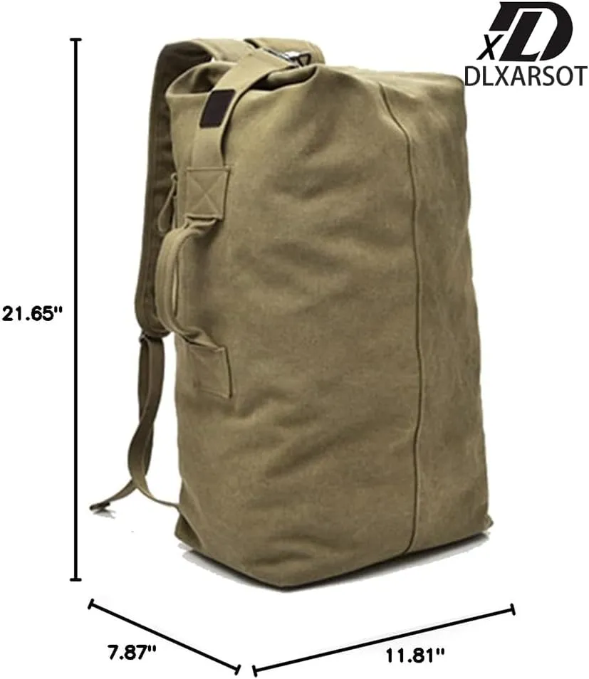 Military Tactical Backpack Large Capacity Travel Climbing Bag Duffel Bag Top Load Double Strap Canvas Backpack