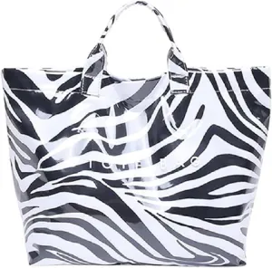 MINGRI Large Tote Bags for Women PVC Clear Totes Bag Plastic Carry All Bag Kraft Paper Shoulder Handbag Hobo for Work Travel