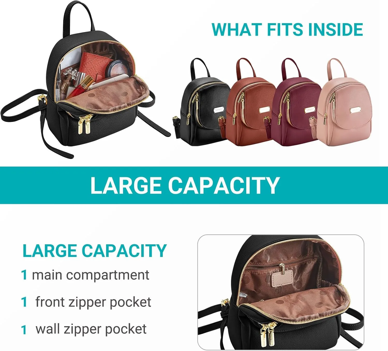 Mini Backpack Purse For Women, Small size Leather Backpacks For Lady Cute Wallet Backpacks Tiny Backpack