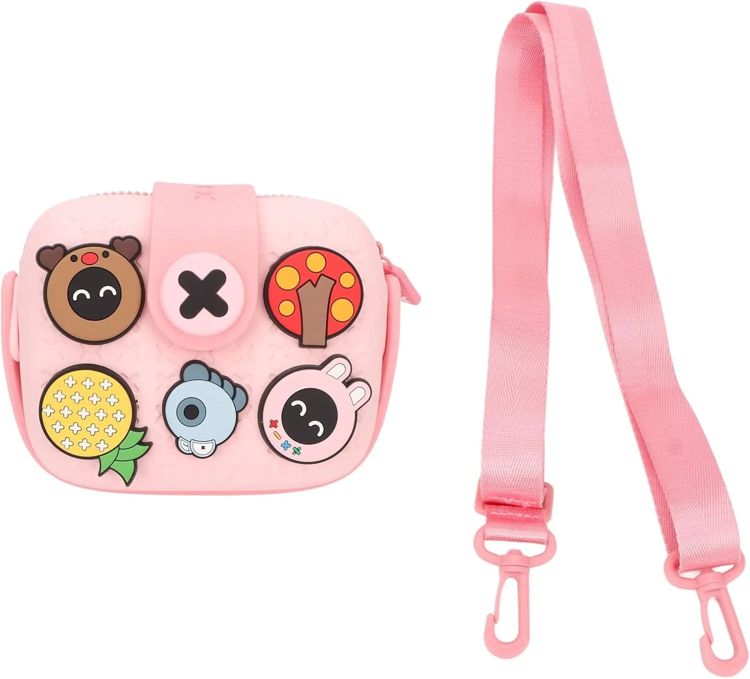 mini Camera, Multi Color Cartoon, Large Capacity Shoulder for mini, Made of Skin Friendly EVA Material, Shockproof and (Roseate)