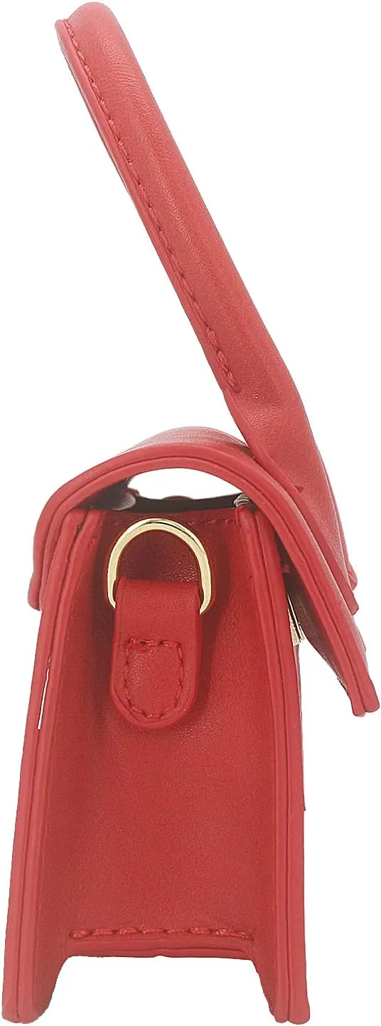 Mini Crossbody Bag for Women Girls Synthetic Leather Flap Purse Styling Top-Handle Clutch Handbag
