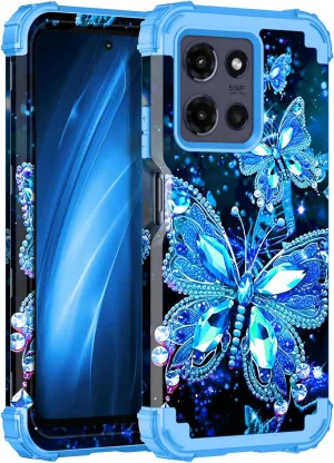 Miqala for Moto G Power 2025 Case,Moto G Play 2025 Case,Glow in The Dark Three Layer Heavy Duty Shockproof Full Body Protection Hard Plastic Bumper Soft Silicone Case for Motorala G Power 5G 2025,Crys