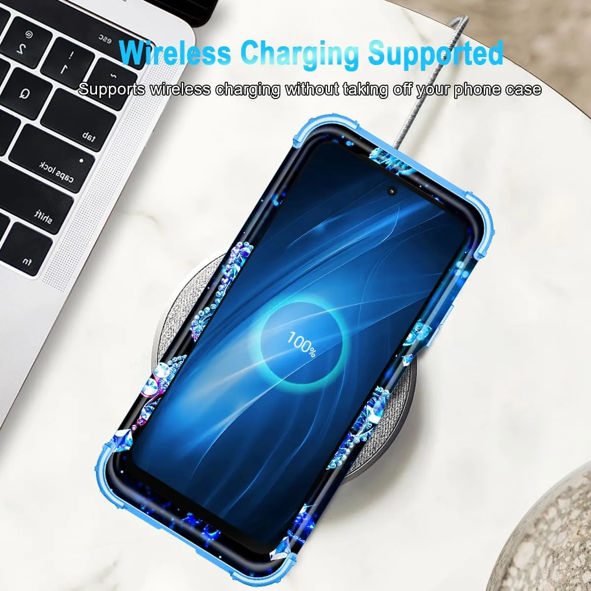Miqala for Moto G Power 5G 2025 Case,Glow in The Dark Three Layer Heavy Duty Shockproof Full Body Protection Hard Plastic Bumper Soft Silicone Protective Case for Motorola Moto G Power 5G 2025,Blue