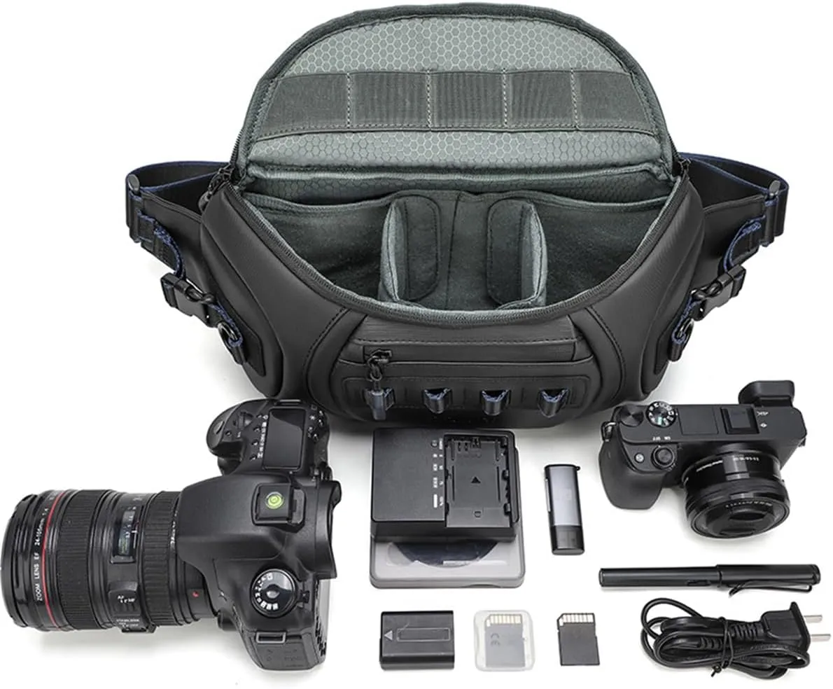 Mirrorless Camera Sling Bag Waterproof, Crossbody Fanny Pack Belt Bags Women Men Shoulder Sling Bag (Black,33 * 10 * 18.5cm)