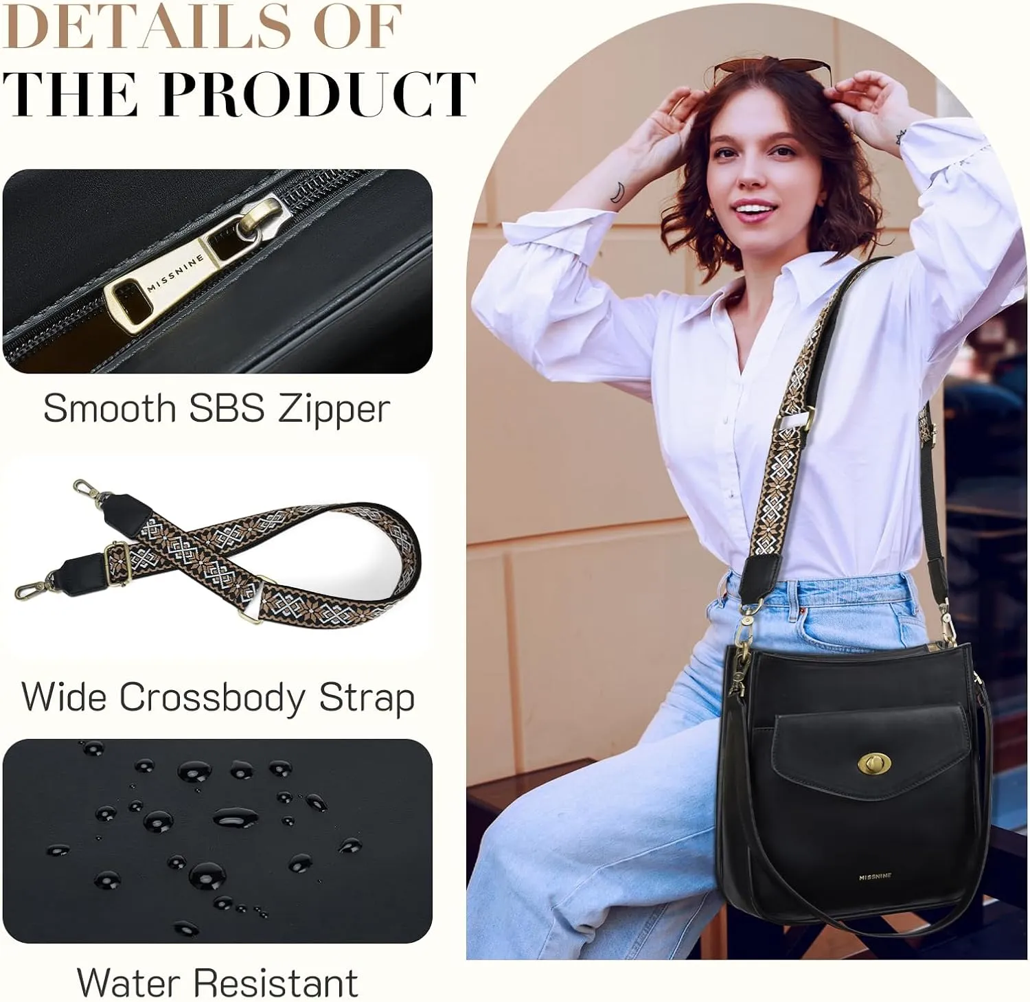 Missnine Hobo Bag Purses and Handbags for Women Top Handle Handbags with Pocket Zipper