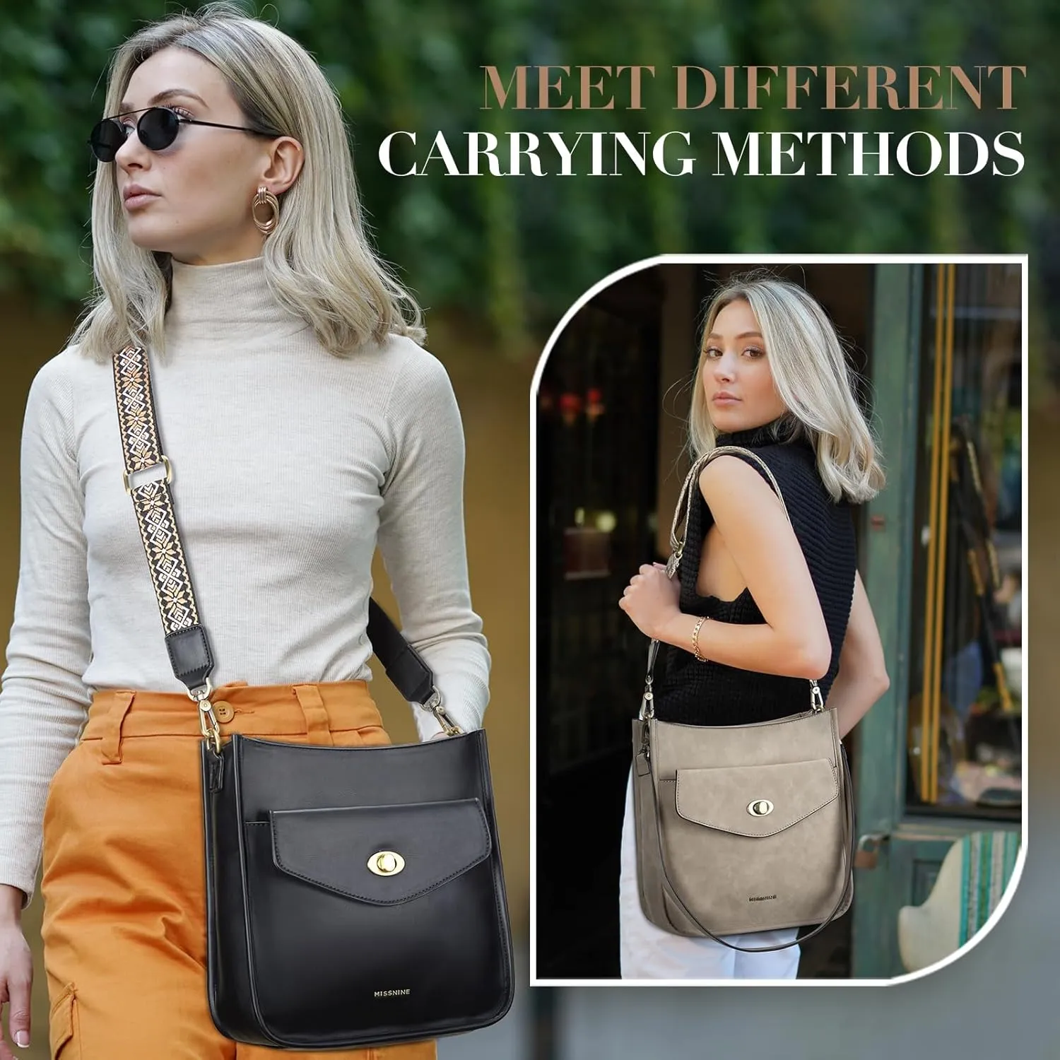 Missnine Hobo Bag Purses and Handbags for Women Top Handle Handbags with Pocket Zipper