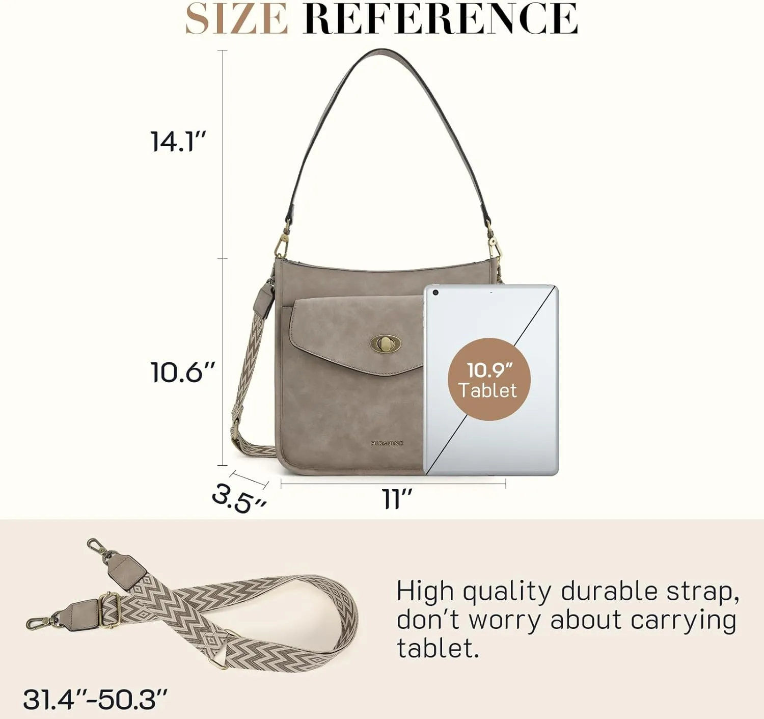 Missnine Hobo Bag Purses and Handbags for Women Top Handle Handbags with Pocket Zipper