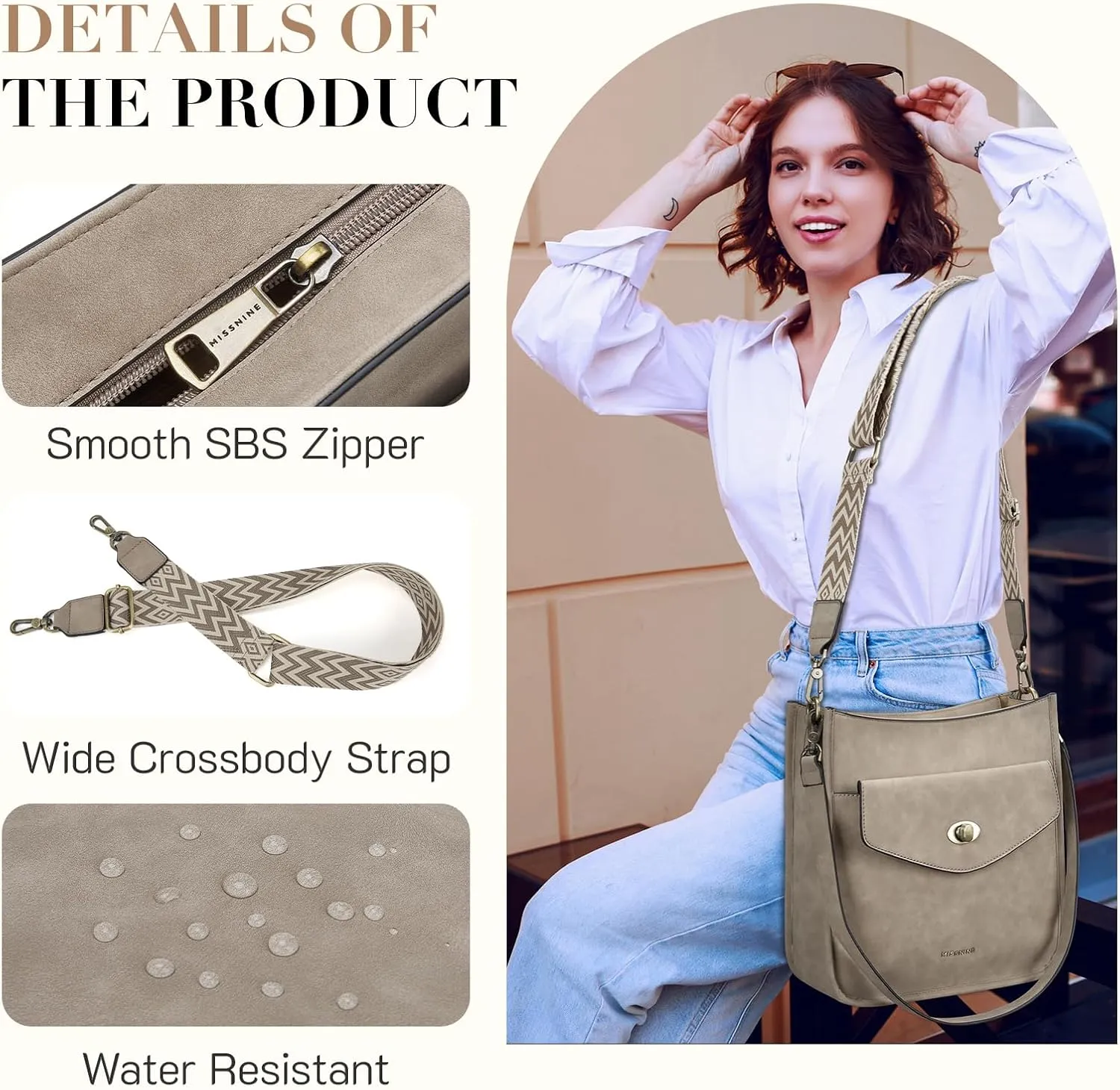 Missnine Hobo Bag Purses and Handbags for Women Top Handle Handbags with Pocket Zipper