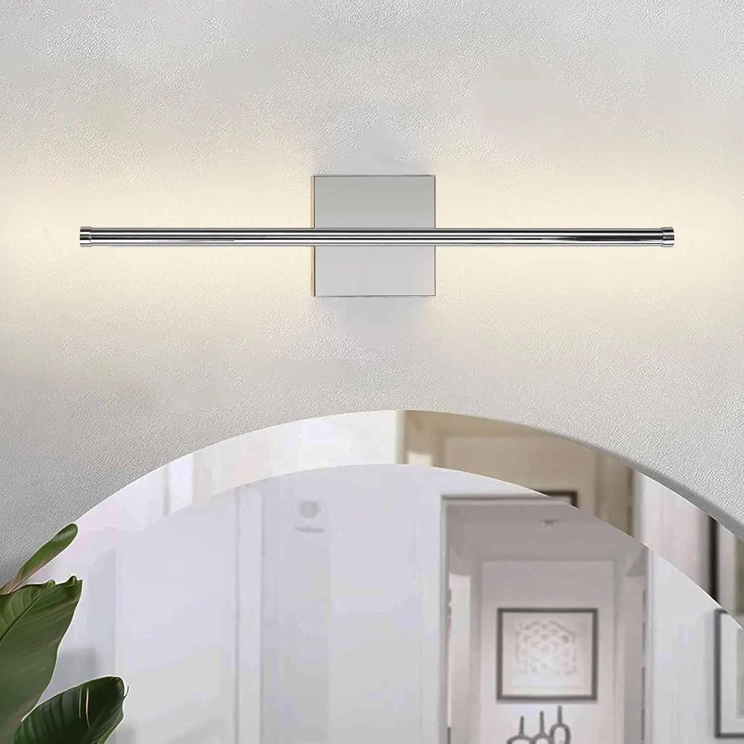 Modern Wall Sconces Set of Two, Dimmable Hardwired Wall Sconces, 350° Rotate, LED Chrome Wall Light Fixtures, 3000K Warm Light Wall Lamp for Bathroom, Living Room, 20.4 Inch (2 Pack)