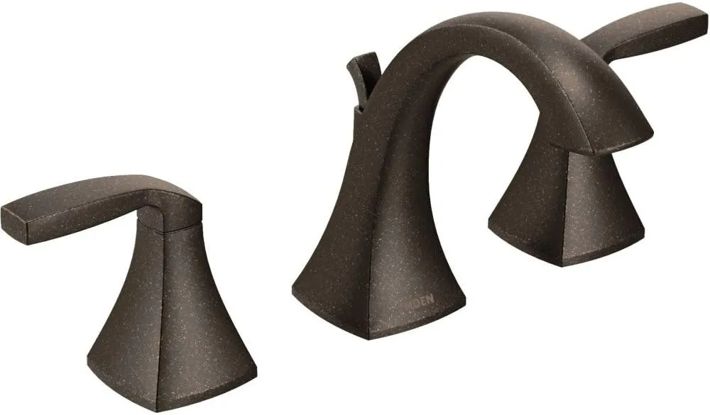 Moen Voss Oil-Rubbed Bronze Two-Handle Widespread 3-Hole High-Arc Lavatory Faucet with Vanity Drain Assembly for Bathroom Sink, T6905ORB