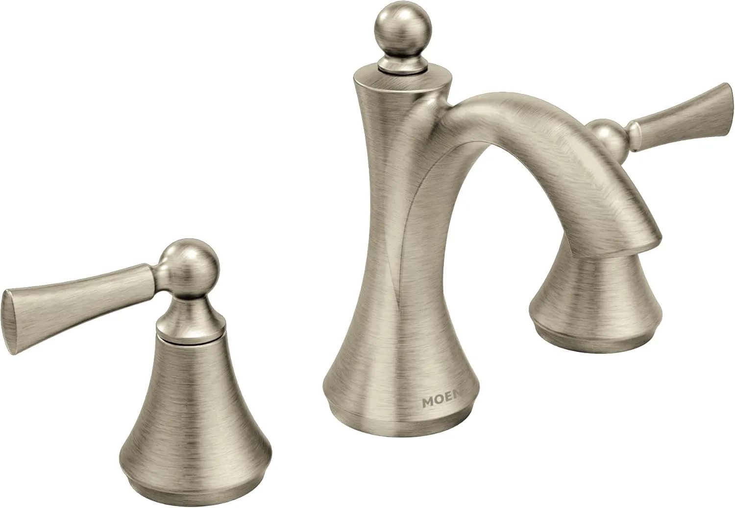 Moen Wynford Brushed Nickel Two-Handle Widespread High-Arc Bathroom Faucet with Lever Handles, Valve Required, T4520BN