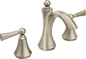 Moen Wynford Brushed Nickel Two-Handle Widespread High-Arc Bathroom Faucet with Lever Handles, Valve Required, T4520BN