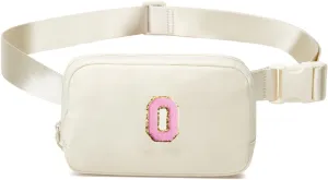 Molodo Belt Bag Small Crossbody Bag Purse with Initial Letter Embroidery Nylon Waterproof Fanny Pack Chest Bag for Outdoor