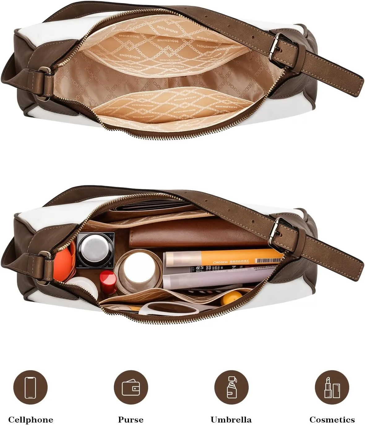 molshine Shoulder Bag, PU Leather Crescent Handbag, Armpit Bag, Party Clutch Purse for Women Lady Model DLK0059