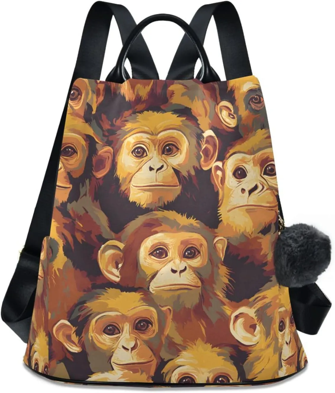 Monkey Art Painting Backpack for Women Anti Theft Large Fashion Travel Shoulder Bag Purse Rucksack Lightweight