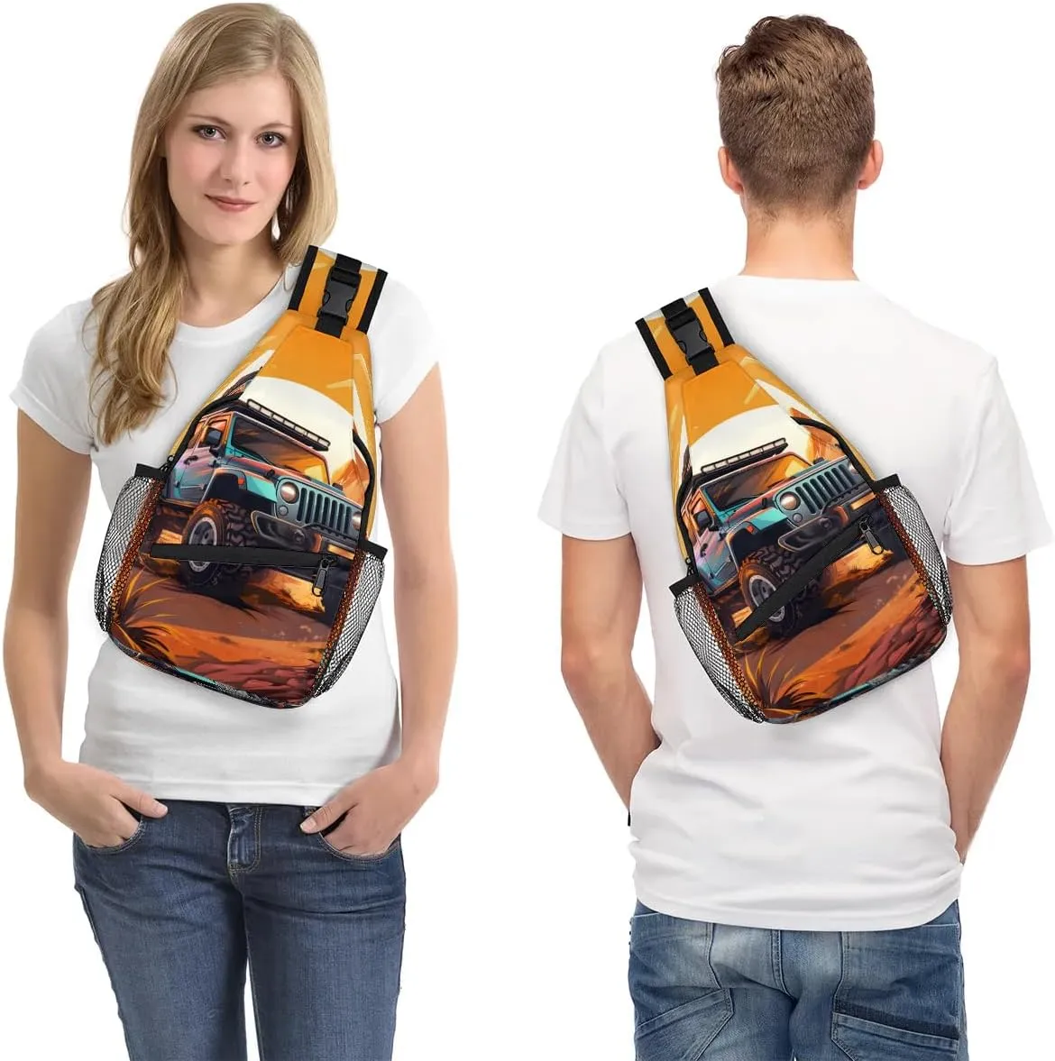 Monster Truck Car Sling Bag for Women Men, Waterproof Crossbody Sling Backpack Travel Outdoor Sports Chest Bag