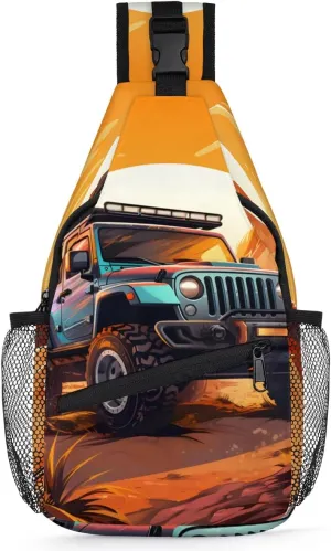Monster Truck Car Sling Bag for Women Men, Waterproof Crossbody Sling Backpack Travel Outdoor Sports Chest Bag