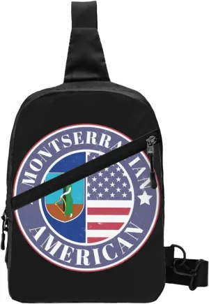 Montserratian American Badge Montserrat Flag Crossbody Bag Portable Sling Bags Foldable Chest Daypack Reusable Sports Shoulder Backpack Diagonally Casual Rucksack Travel Bag