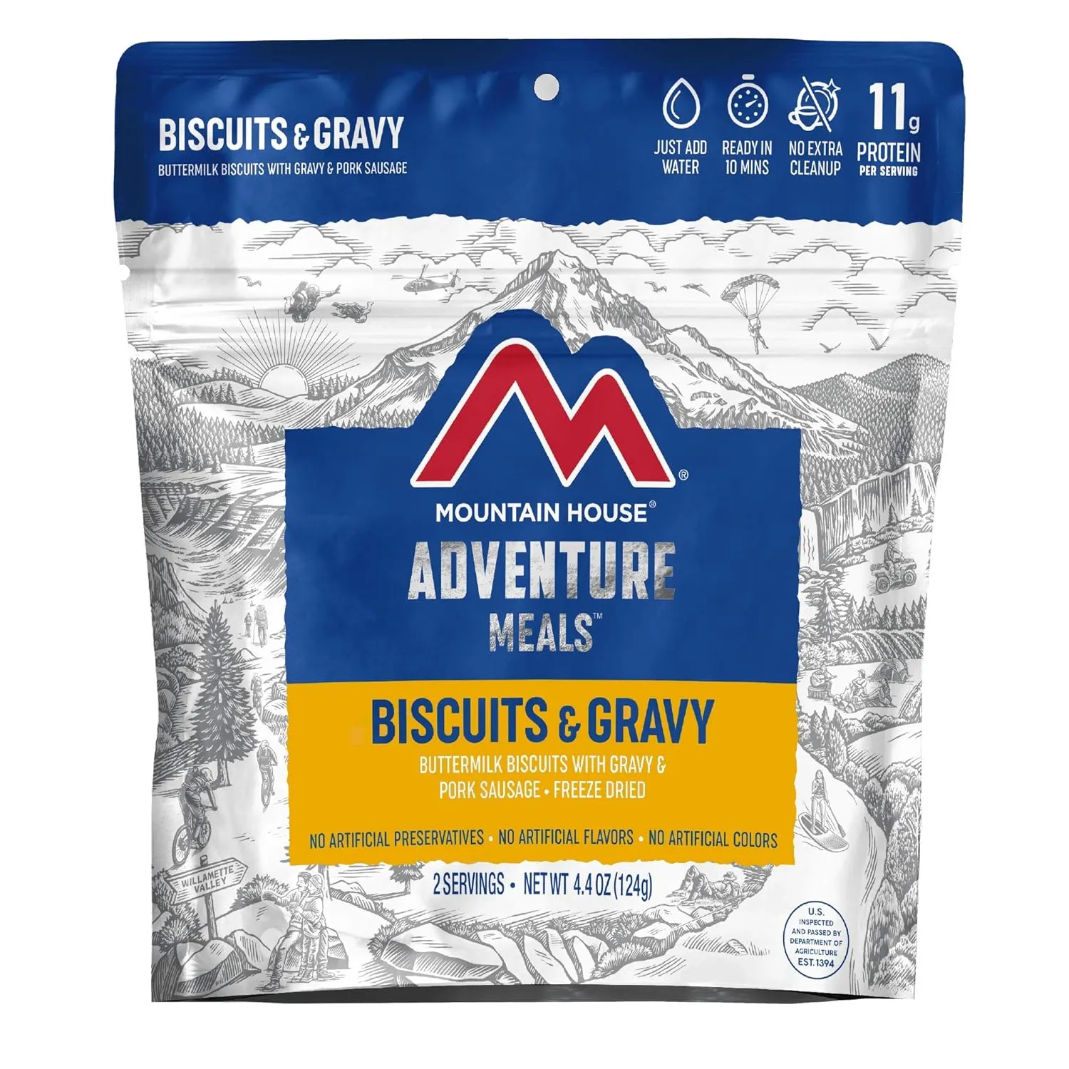 Mountain House Biscuits & Gravy and Breakfast Skillet Freeze Dried Backpacking & Camping Food Bundle (2   2 Servings)