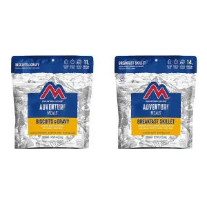 Mountain House Biscuits & Gravy and Breakfast Skillet Freeze Dried Backpacking & Camping Food Bundle (2   2 Servings)