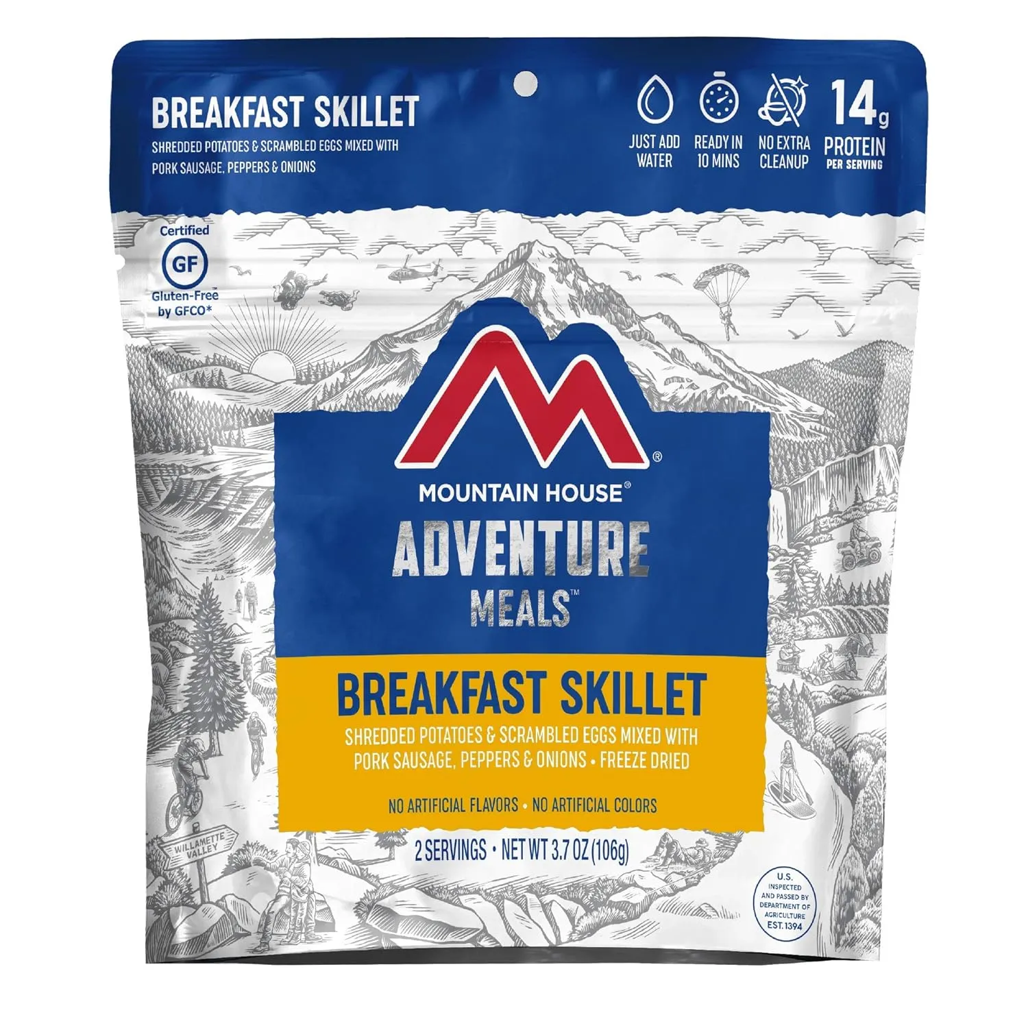 Mountain House Biscuits & Gravy and Breakfast Skillet Freeze Dried Backpacking & Camping Food Bundle (2   2 Servings)