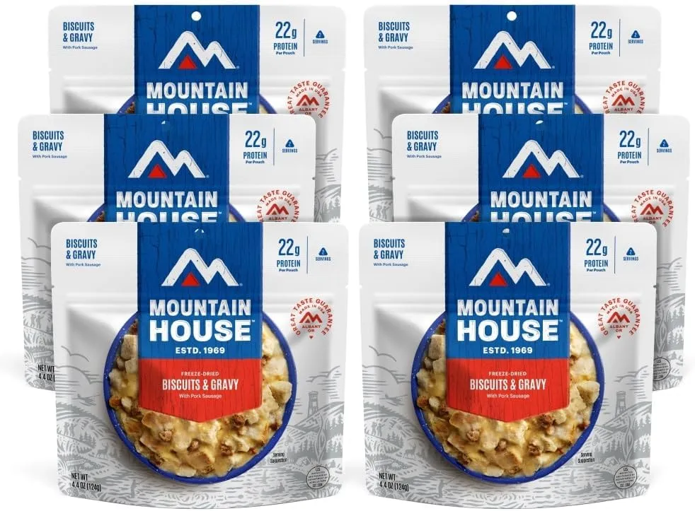 Mountain House Biscuits & Gravy | Freeze Dried Backpacking & Camping Food |6-Pack