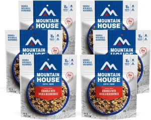 Mountain House Granola with Milk & Blueberries | Freeze Dried Backpacking & Camping Food | 6-Pack (0055450)