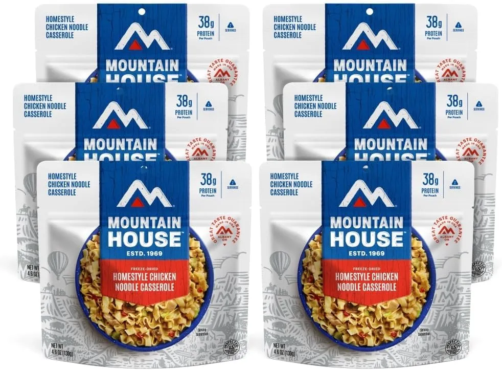 Mountain House Homestyle Chicken Noodle Casserole | Freeze Dried Backpacking & Camping Food | 6-Pack (0055161)