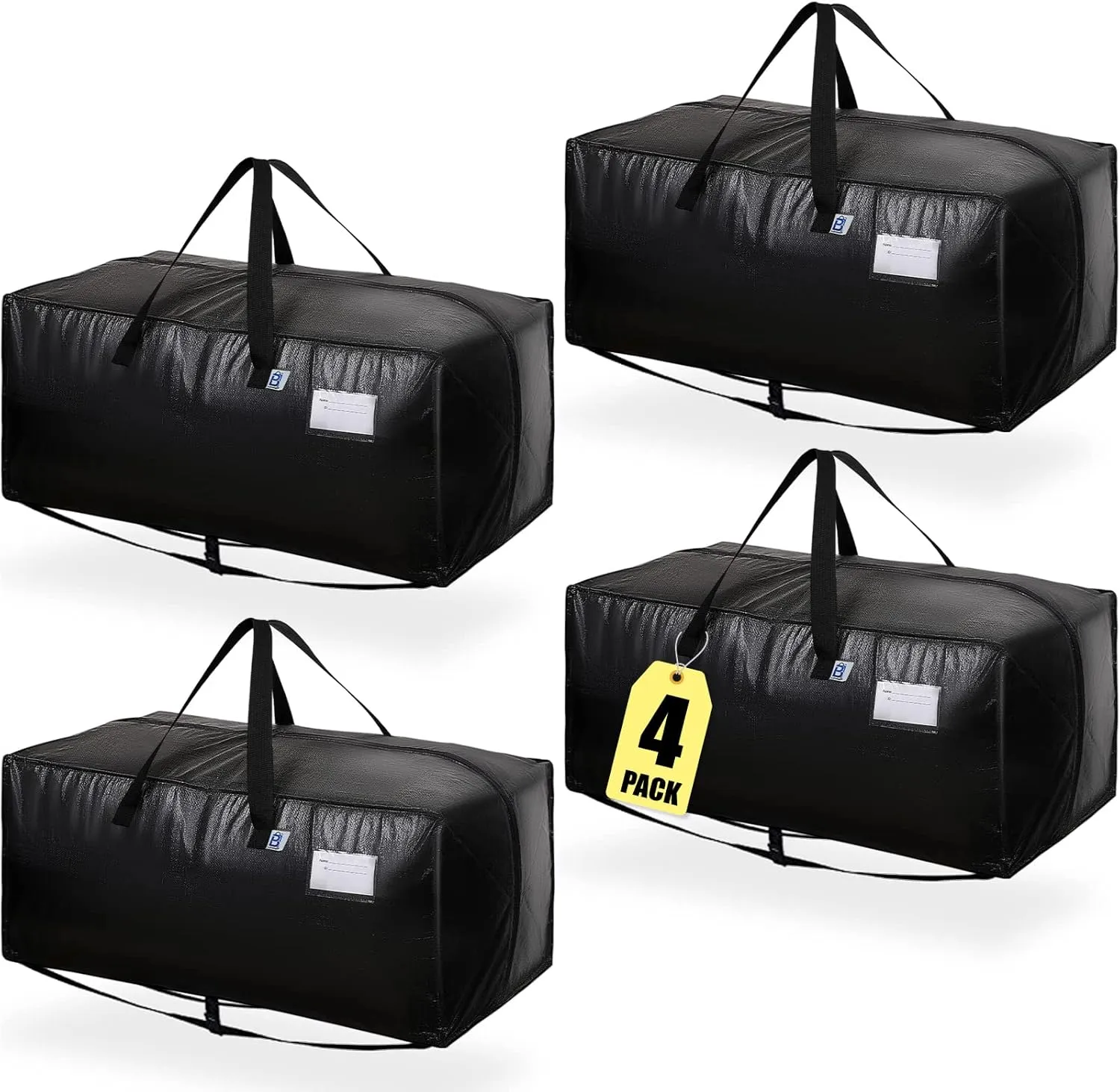 Moving Bags Heavy Duty,Extra Large Moving Bags for Travel/College Packing/Storage/Organization/Seasonal Clothes & Bedding Storage,Moving Supplies Bins,Compatible with Ikea Frakta Cart (Black,4 Pack)