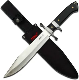 MTech USA – Fixed Blade Knife – Satin Finish Stainless Steel Blade, Black Wood Handle with Stainless Steel Bolster, Includes Nylon Sheath - Hunting, Camping, Survival, Tactical – MT-20-04