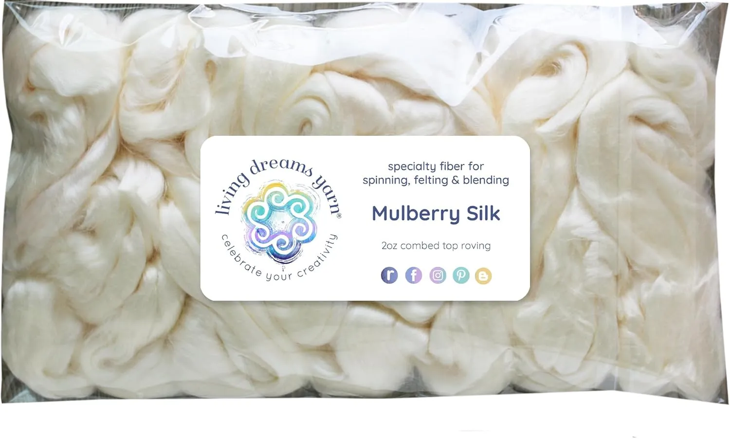 Mulberry Silk Fiber for Spinning, Blending, Felting, and Dyeing. Premium Grade Natural Undyed Combed Top Roving Roving.