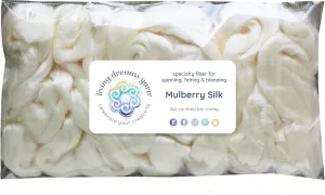 Mulberry Silk Fiber for Spinning, Blending, Felting, and Dyeing. Premium Grade Natural Undyed Combed Top Roving Roving.