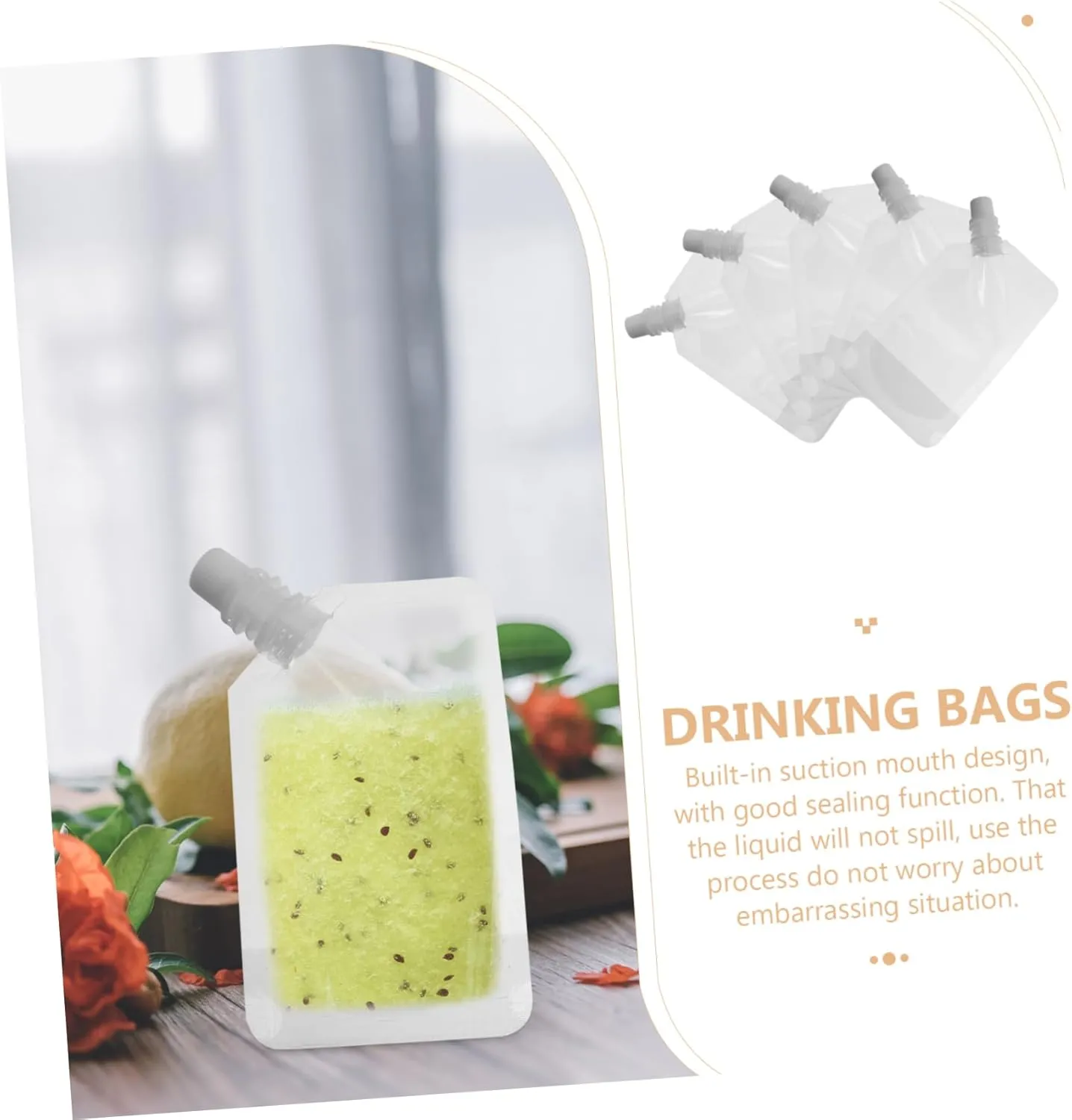 Multi-purpose Pouch Bags 1 Set of Plastic Juice Drink Pouches for Occasions