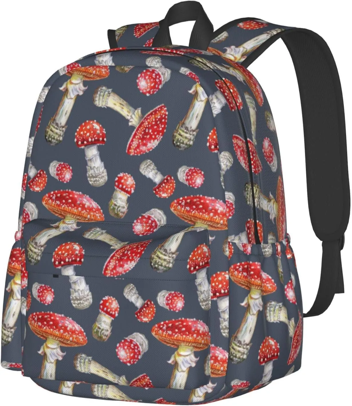 Mushroom Laptop Commuter Backpack Shoulder Bag Casual Back Pack Daypack Bags With Side Pockets For Work Travel Daily Use