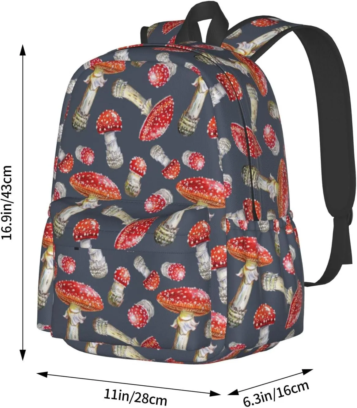 Mushroom Laptop Commuter Backpack Shoulder Bag Casual Back Pack Daypack Bags With Side Pockets For Work Travel Daily Use