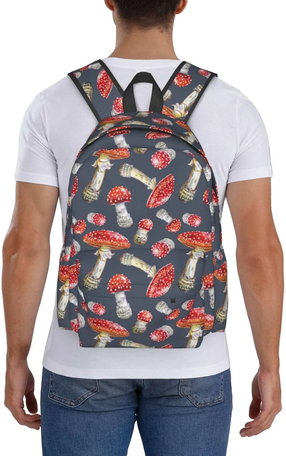 Mushroom Laptop Commuter Backpack Shoulder Bag Casual Back Pack Daypack Bags With Side Pockets For Work Travel Daily Use