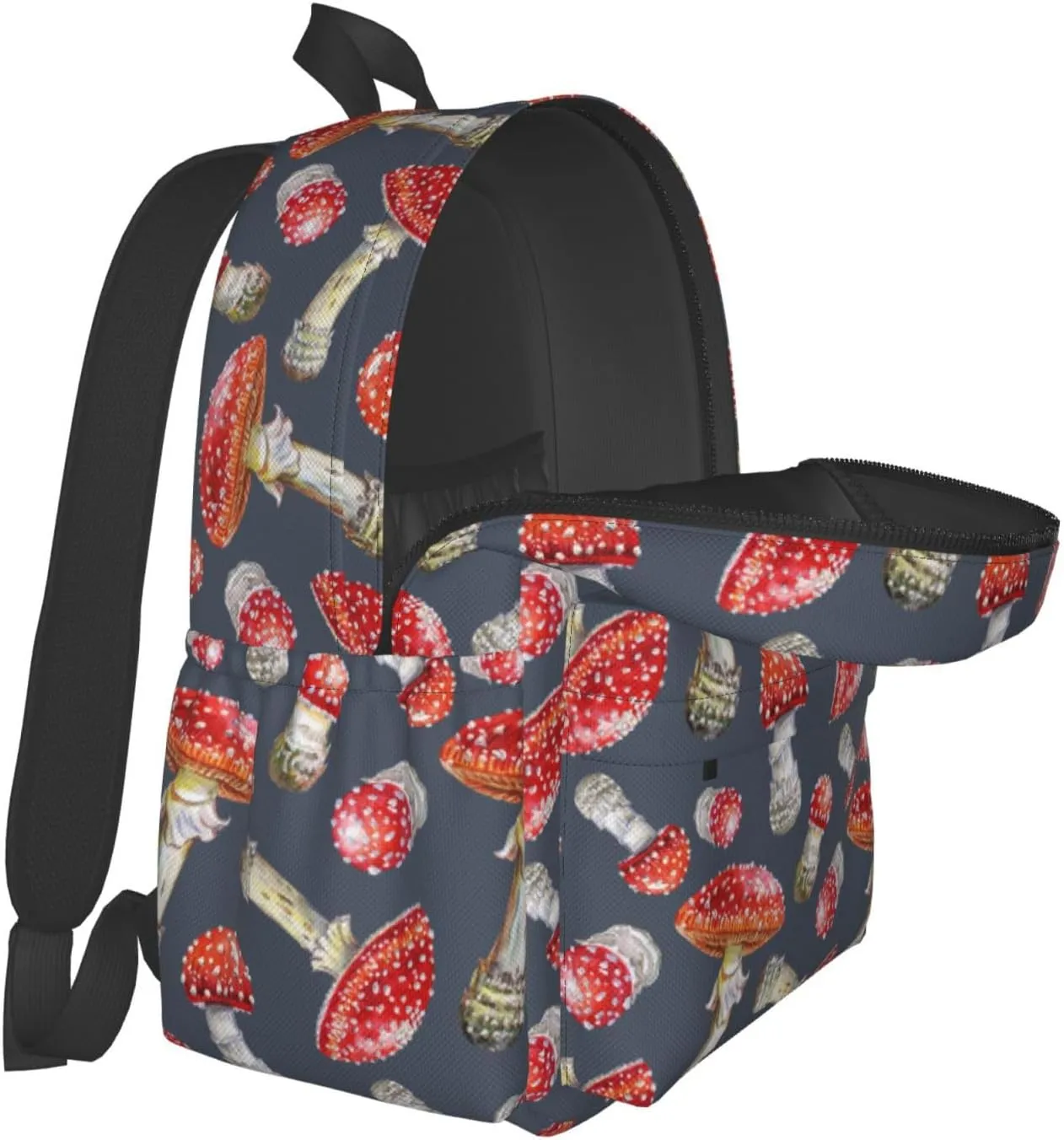 Mushroom Laptop Commuter Backpack Shoulder Bag Casual Back Pack Daypack Bags With Side Pockets For Work Travel Daily Use
