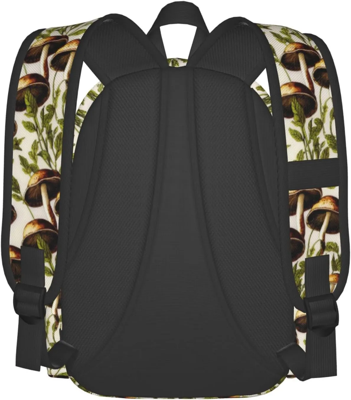 Mushrooms Green Leaves Laptop Commuter Backpack Shoulder Bag Casual Back Pack Daypack Bags With Side Pockets For Work Travel Daily Use