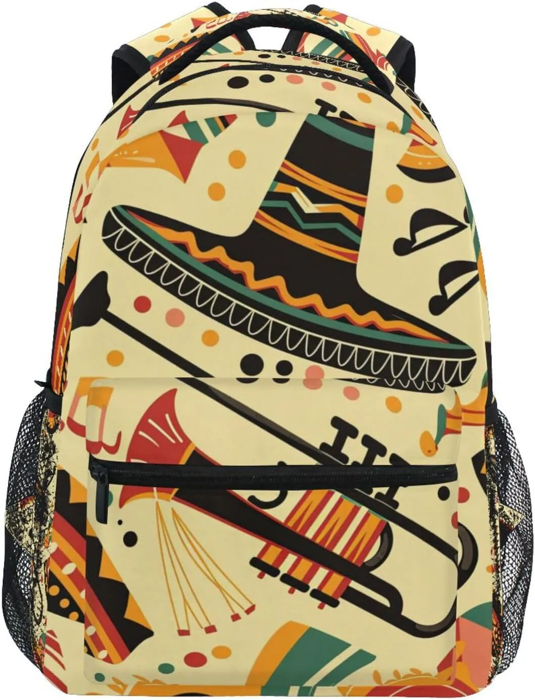 Music Cultural Colors Backpack Daypack Shoulder Bag Book Bag Lightweight Back Pack with Reflective Strip Travel Laptop Daypack 12 ×16.9 In