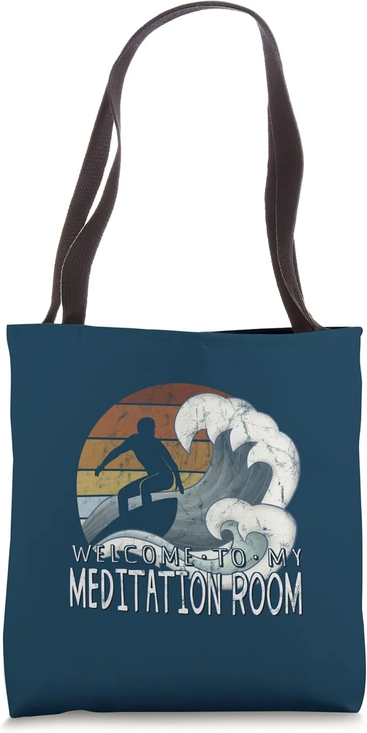 My Dedicated Meditation Room Green Wave Pipeline Surfer Tote Bag