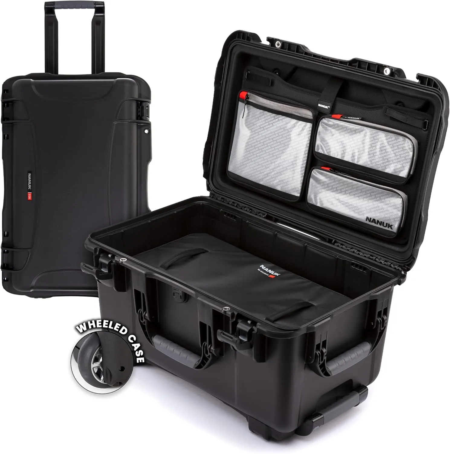 NANUK 938 Pro Photo with N-Cubik - Waterproof Travel Camera Hard Case with 17L N-Cubik Insert and Wheels, 23.8” x 15.5” x 13.2”, Dustproof and Impact-Resistant, Ideal for Heavy Loads – Black