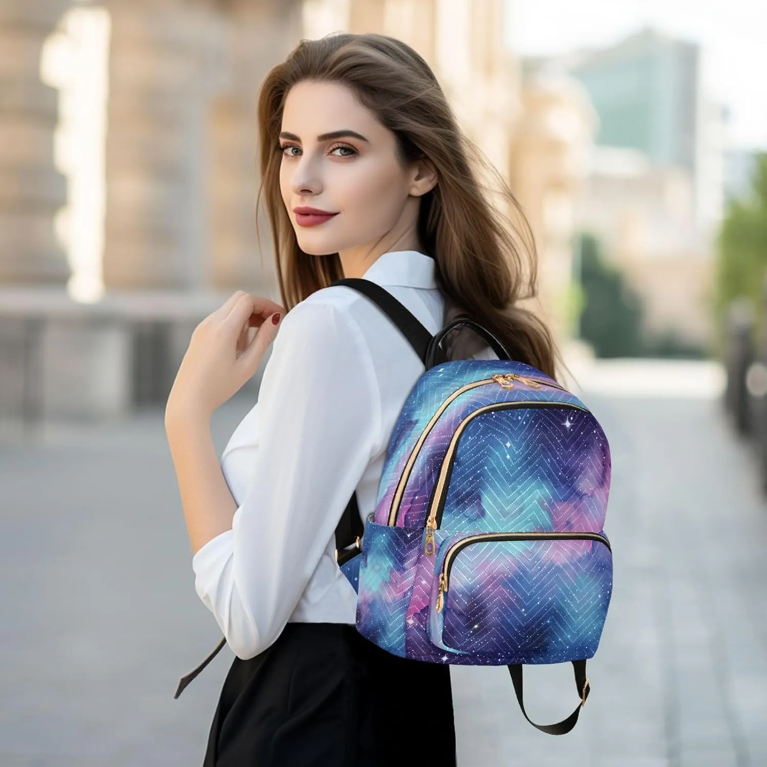 Nebula Starfield Blue Backpack Purse for Women Fashion Backpack Handbags with Anti-theft Back for Ladies Hiking M