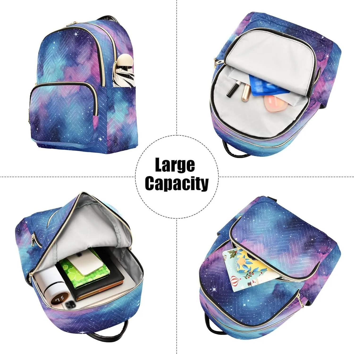 Nebula Starfield Blue Backpack Purse for Women Fashion Backpack Handbags with Anti-theft Back for Ladies Hiking M