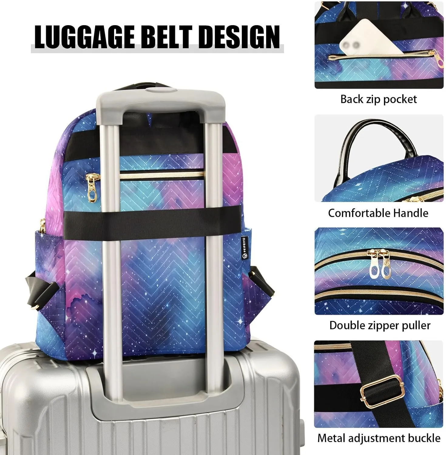 Nebula Starfield Blue Backpack Purse for Women Fashion Backpack Handbags with Anti-theft Back for Ladies Hiking M
