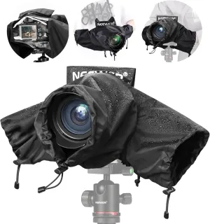 NEEWER Camera Rain Cover, Large Size Durable Nylon Raincoat Compatible with Canon Sony Nikon DSLR Mirrorless Vlog Camera & Lenses 300/400/500/600/800mm, with Sleeves/Drawstrings/Viewing Window, PB004