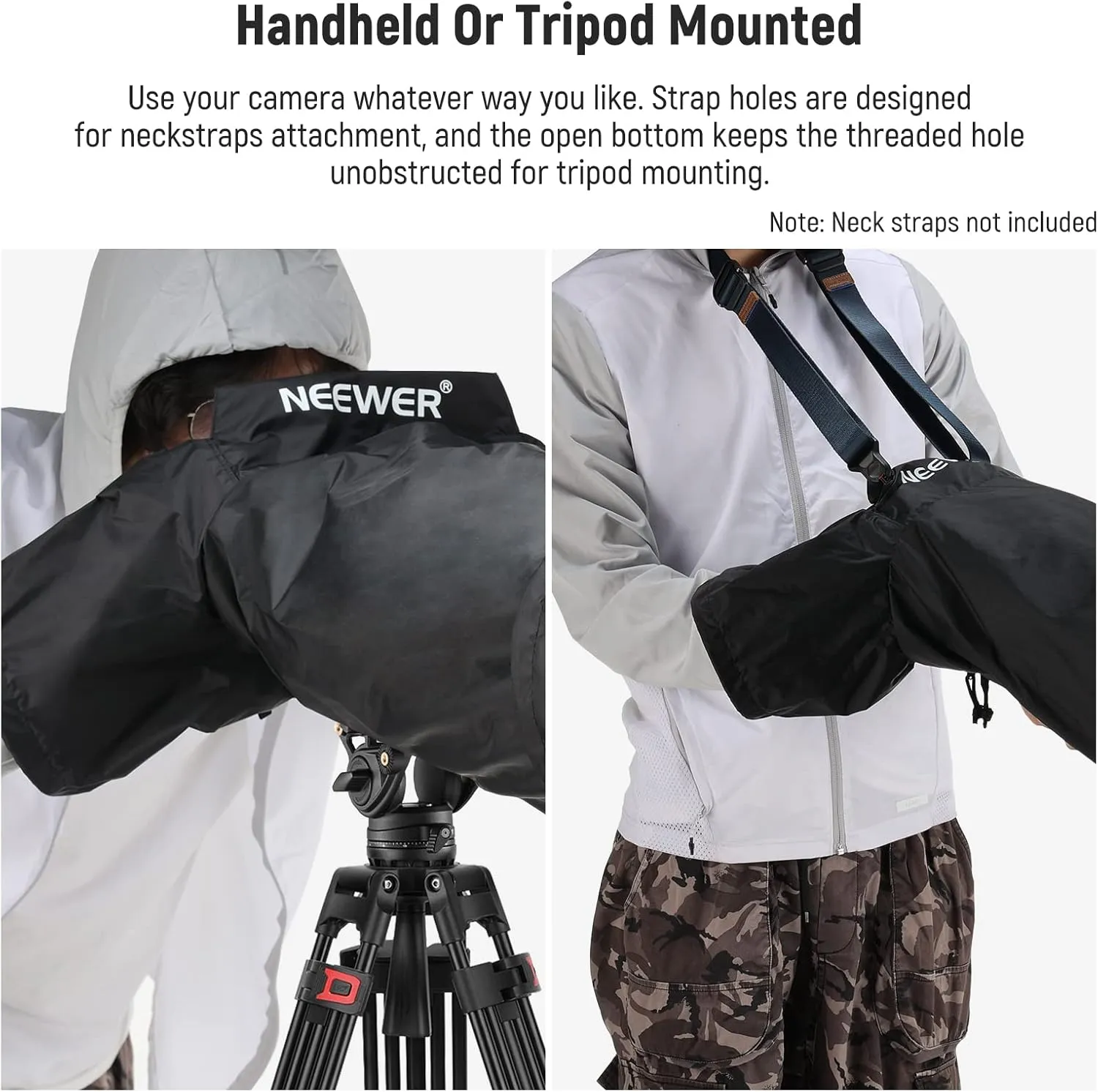 NEEWER Camera Rain Cover, Large Size Durable Nylon Raincoat Compatible with Canon Sony Nikon DSLR Mirrorless Vlog Camera & Lenses 300/400/500/600/800mm, with Sleeves/Drawstrings/Viewing Window, PB004