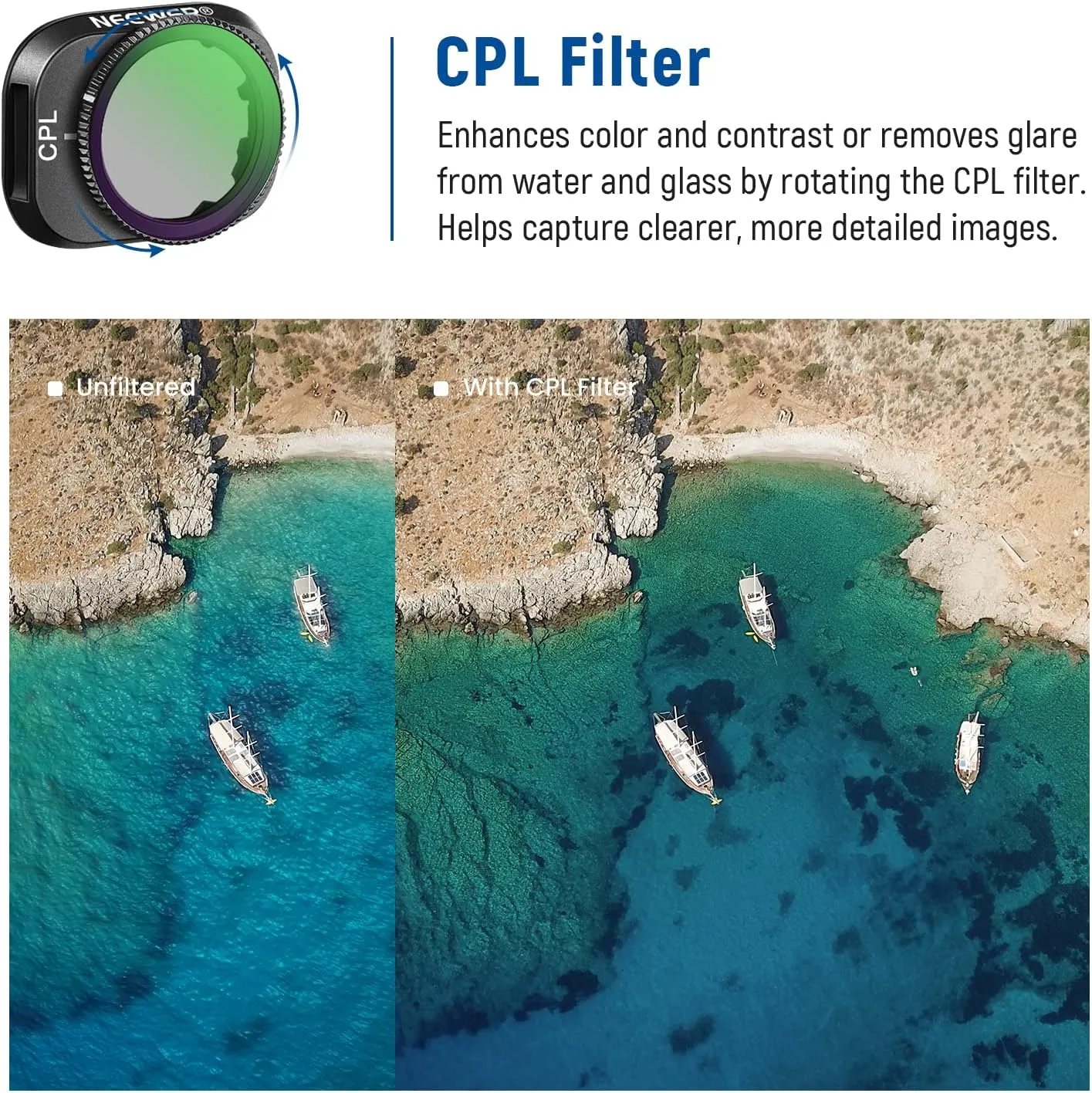 Neewer ND Filter Set Compatible with DJI Mini 3/Mini 3 Pro, 6 Pack CPL ND8 ND16 ND32 ND64 ND128 Neutral Density Filter Drone Lens Accessory, Multi Coated HD Optical Glass, Aluminum Alloy Frame