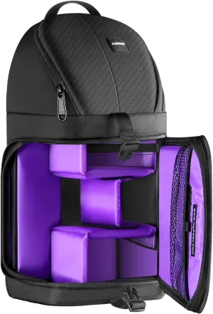 Neewer Professional Camera Storage Bag Sling Carrying Case Black Waterproof and Tear Resistant for DSLR Camera, Lens and Accessories (Purple Interior)